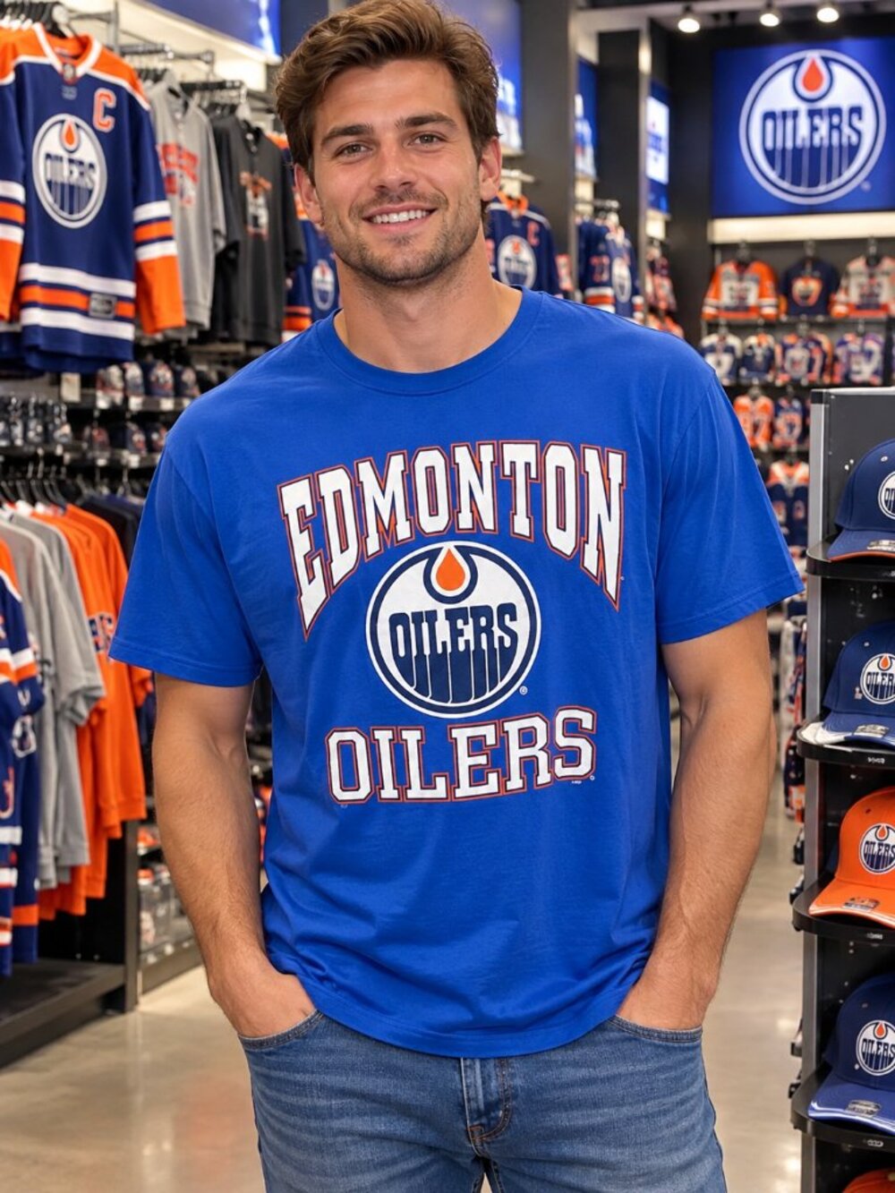Edmonton Oilers Hockey Tshirt-(XL)